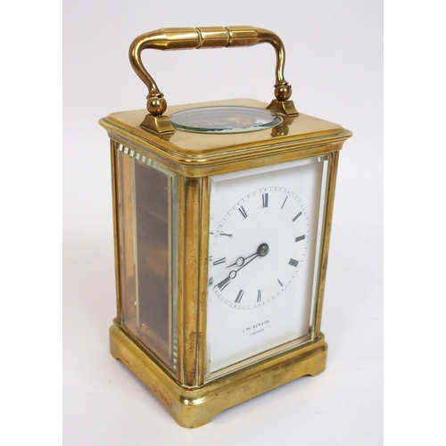 489 - A French brass carriage clock