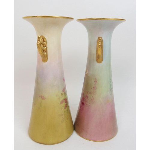 493 - A pair of Royal Doulton painted vases by Arthur Leslie