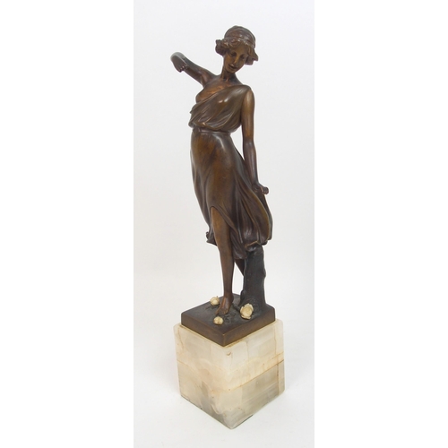 495 - A French bronze figure of a lady signed G Moerlin