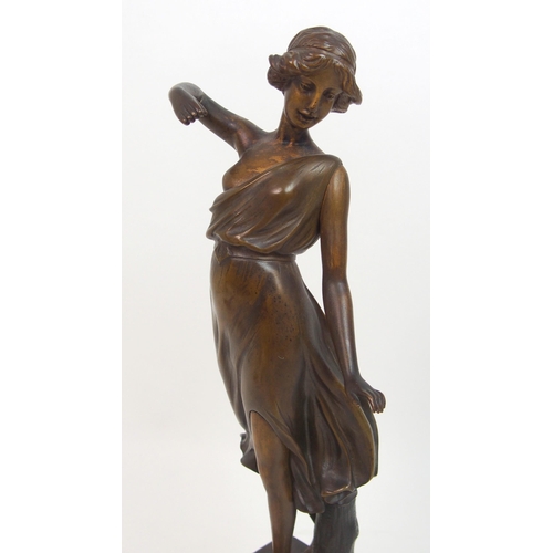 495 - A French bronze figure of a lady signed G Moerlin