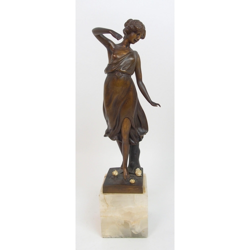 495 - A French bronze figure of a lady signed G Moerlin