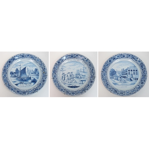 496 - Three 18th Century Dutch Delft plaques