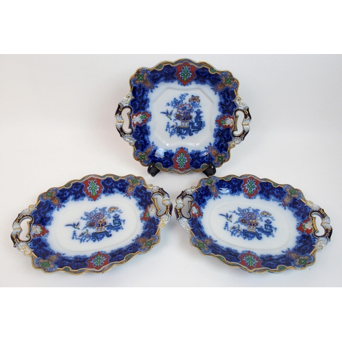 506 - A Victorian flow blue dessert service