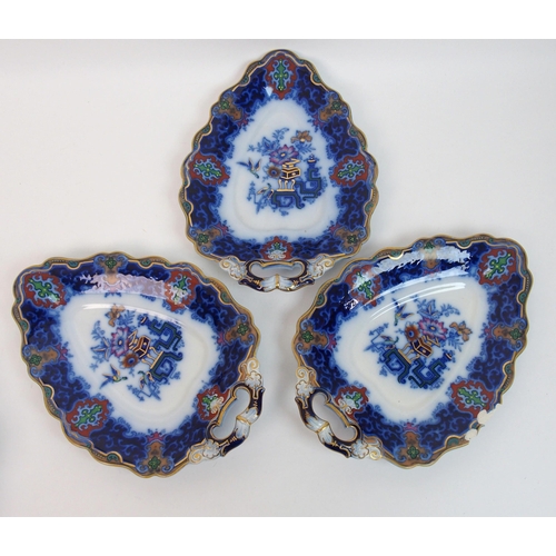 506 - A Victorian flow blue dessert service