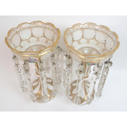 544 - A pair of Bohemian glass lustres