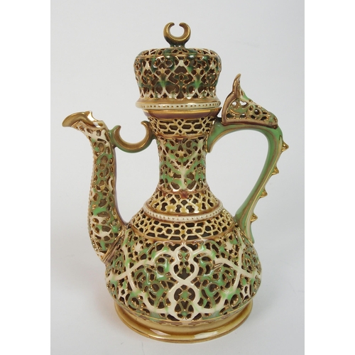 559 - A Hungarian Zolnay Pecs reticulated coffee pot