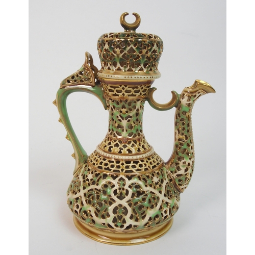 559 - A Hungarian Zolnay Pecs reticulated coffee pot