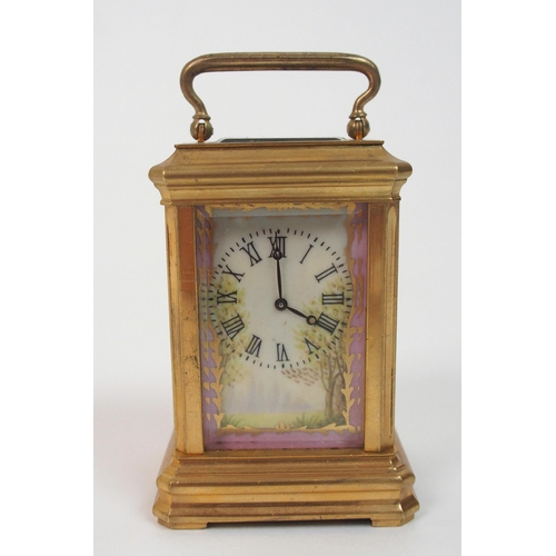 566 - A Miniature French carriage clock