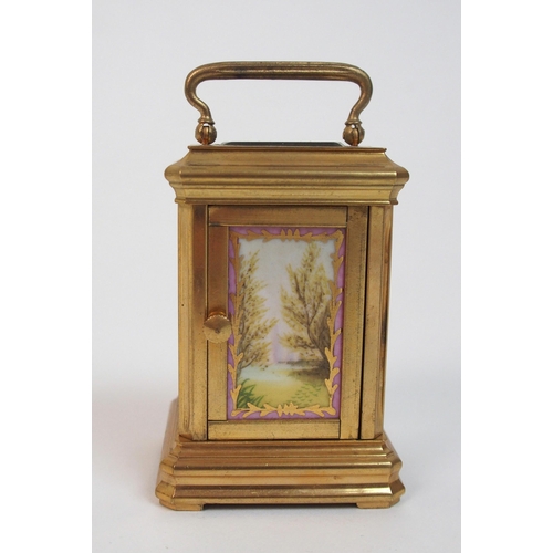 566 - A Miniature French carriage clock