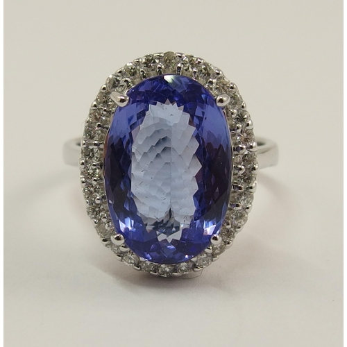 611 - An 18ct white gold tanzanite and diamond ring