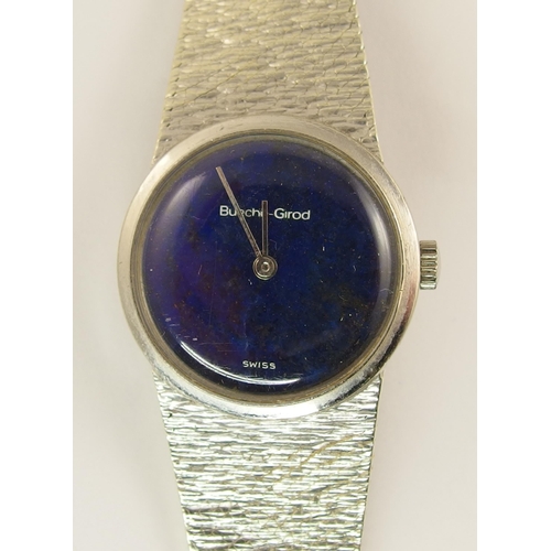 616 - A 9ct ladies Buche Girod watch with a lapis lazuli dial