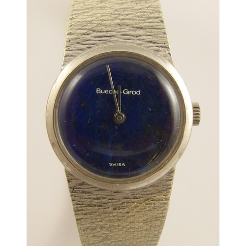 616 - A 9ct ladies Buche Girod watch with a lapis lazuli dial