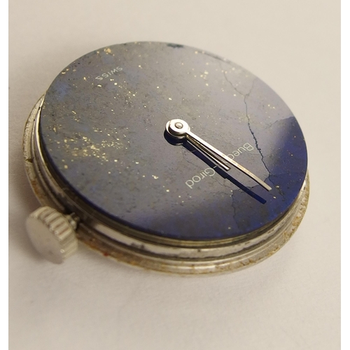 616 - A 9ct ladies Buche Girod watch with a lapis lazuli dial