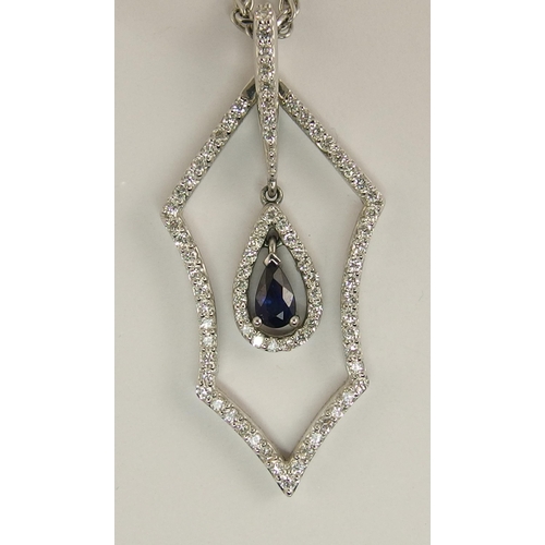 635 - An 18ct white gold sapphire and diamond necklace