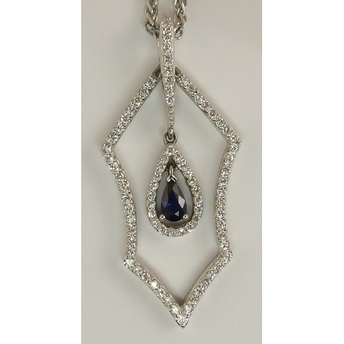 635 - An 18ct white gold sapphire and diamond necklace