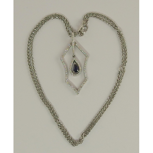 635 - An 18ct white gold sapphire and diamond necklace