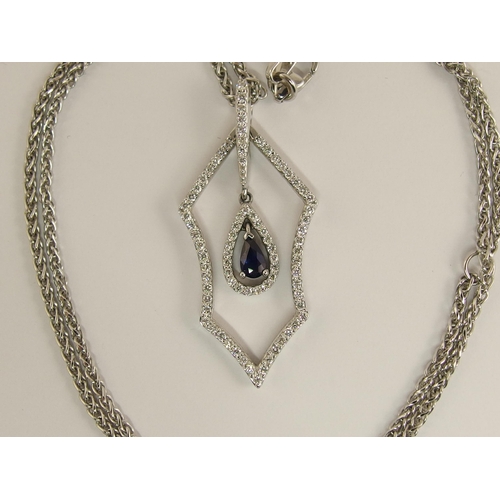 635 - An 18ct white gold sapphire and diamond necklace