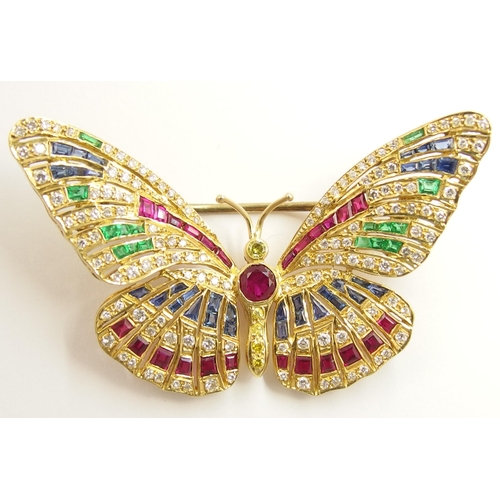 637 - An exquisite gemstone set butterfly brooch