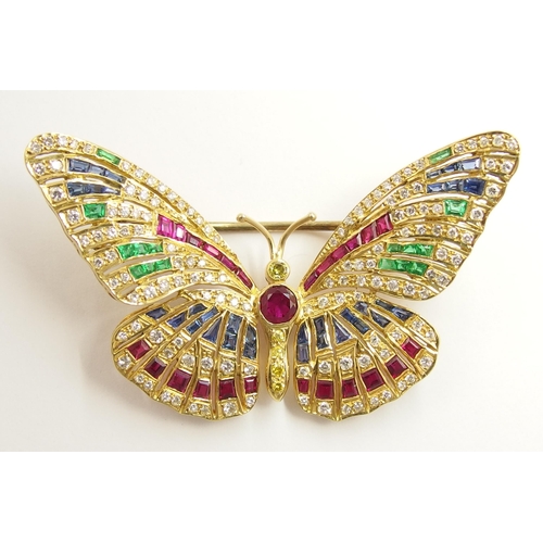 637 - An exquisite gemstone set butterfly brooch