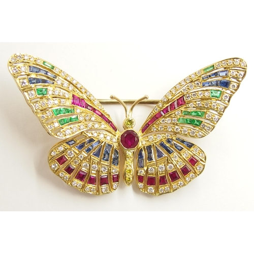 637 - An exquisite gemstone set butterfly brooch