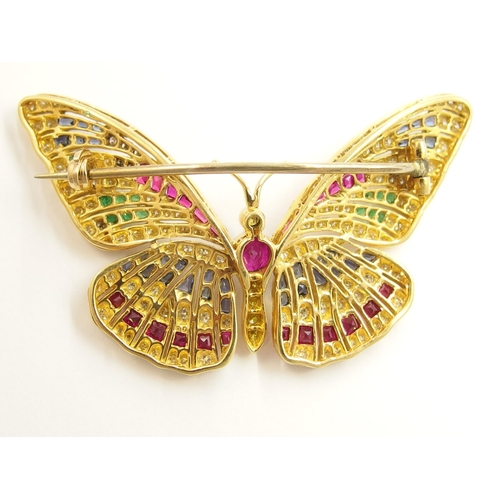 637 - An exquisite gemstone set butterfly brooch