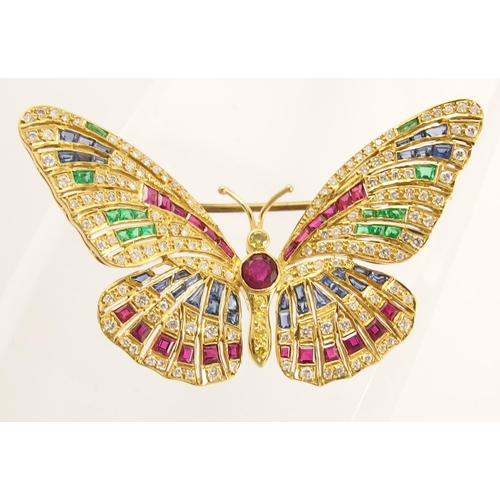 637 - An exquisite gemstone set butterfly brooch