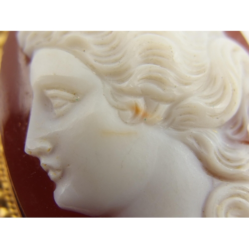 638 - A carved hardstone cameo of a maiden