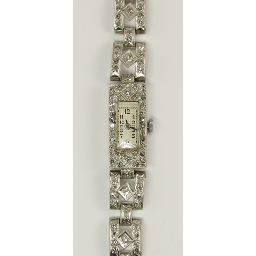 645 - A diamond set Art Deco cocktail watch