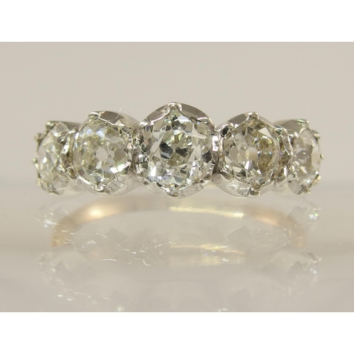 659 - A five stone old cut diamond ring of approx 1.75ct in total