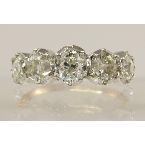 659 - A five stone old cut diamond ring of approx 1.75ct in total