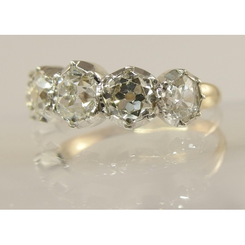 659 - A five stone old cut diamond ring of approx 1.75ct in total