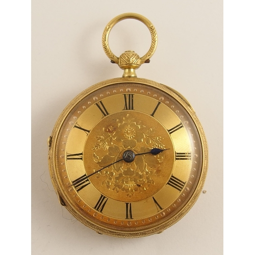 669 - An 18ct gold open face pocket watch