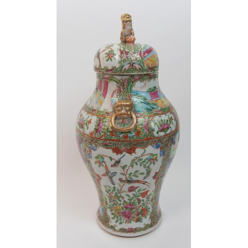 67 - A Cantonese famille rose baluster vase and cover