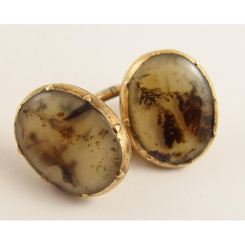 684 - A pair of moss agate cufflinks