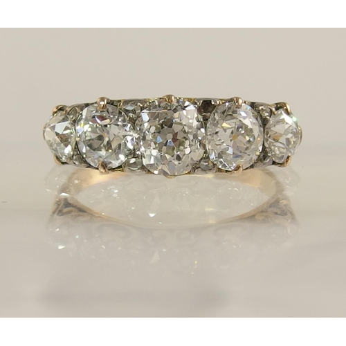 686 - A substantial five stone diamond ring of approx 2.40cts