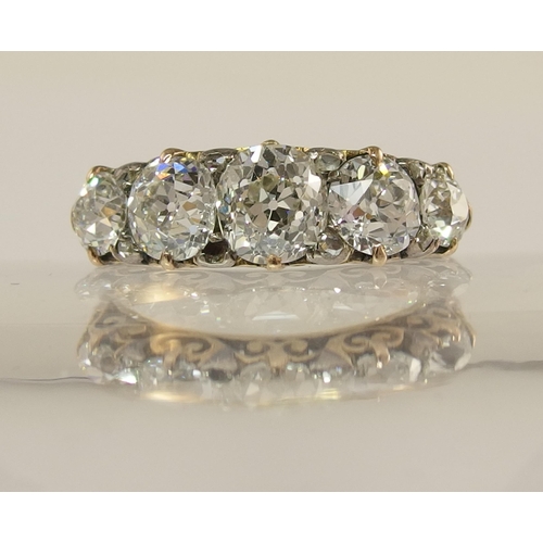 686 - A substantial five stone diamond ring of approx 2.40cts