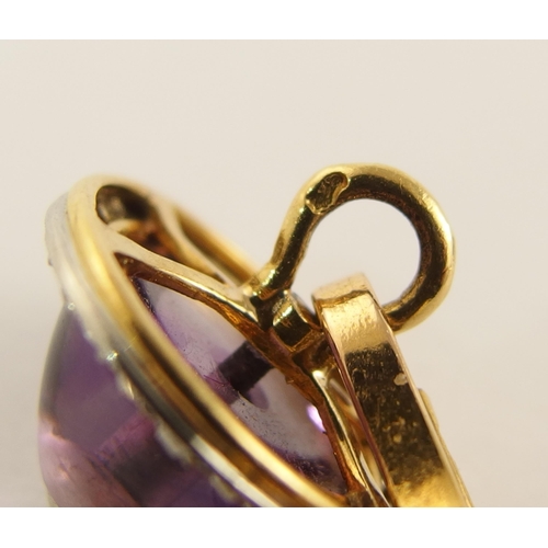 708 - A pair of French 18ct gold amethyst and diamond cufflinks