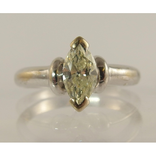 711 - A diamond marquis solitaire ring of approx 0.90cts