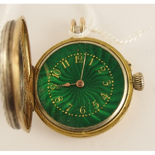 714 - A French diamond and enamel pendant watch