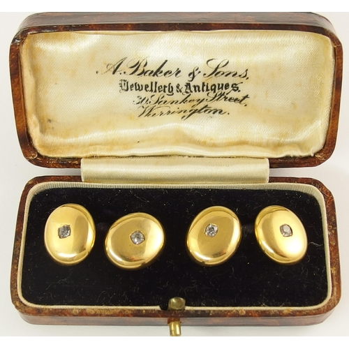 727 - A pair of 18ct gold and diamond cufflinks