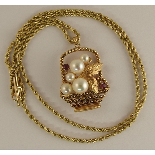 747 - *WITHDRAWN* A 14ct gold basket of flowers pendant