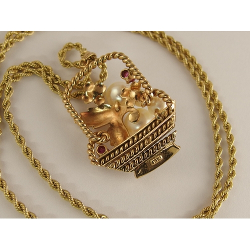 747 - *WITHDRAWN* A 14ct gold basket of flowers pendant