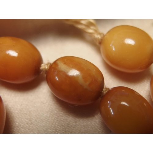 748 - Two amber coloured bead necklaces and a pair of earrings