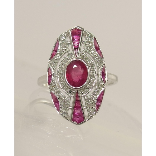 753 - A 14ct ruby and diamond Art Deco style ring