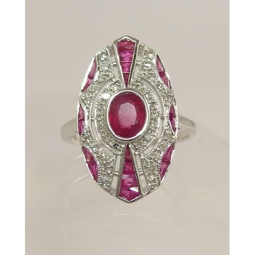 753 - A 14ct ruby and diamond Art Deco style ring