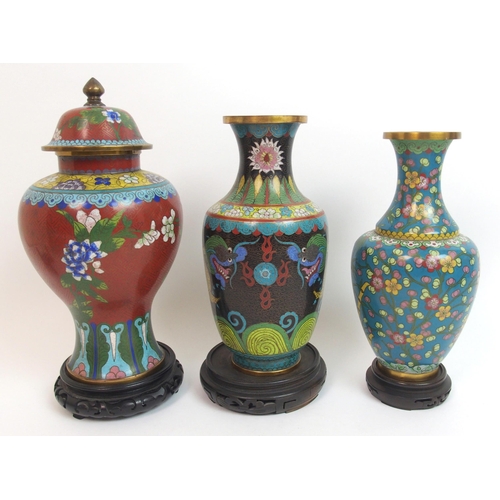 8 - A group of Chinese cloisonne vases