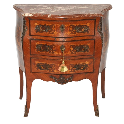 803 - A Louis XV style rosewood serpentine shaped commode