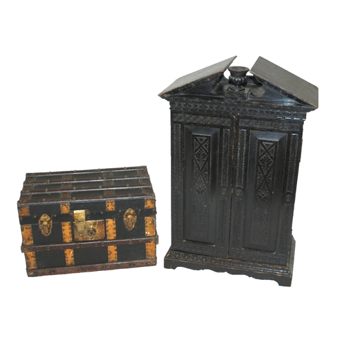 804 - A Victorian ebonised oak miniature cabinet