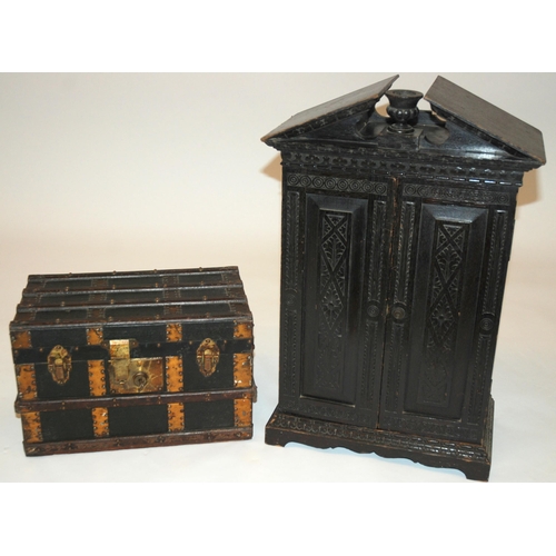 804 - A Victorian ebonised oak miniature cabinet