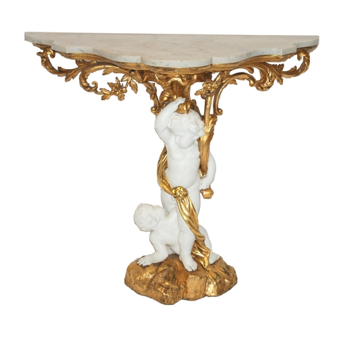 813 - A Louis XVI style giltwood console table